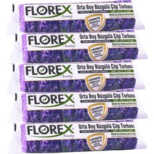 Florex Büzgülü Orta Boy Avantaj Seri Lavanta Kokulu Çöp Torbası 10 Adet 5 Rulo Özellikli