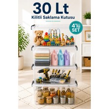 Naturelove 2'li Set 30 Lt Kilitli Saklama Kutusu Çok Amaçlı Kiler Erzak Hırdavat Oyuncak Düzenleyici Organizer
