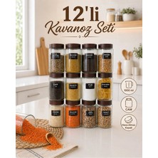 Naturelove 12 Adet Hava Almaz Kapaklı Cam Kavanoz Erzak Saklama Kabı 1000 ml Un Bakliyat Kabı