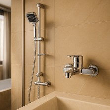 Viosa Krom Sürgülü Duş Seti Banyo Duş Bataryası 2 'li Set 5 Yıl Garantili