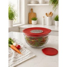 Naturelove Rendeli Karıştırma Saklama Kabı - Çok Amaçlı Cam Kase - Mutfak Hazırlık Seti Salata Kasesi 4,5l