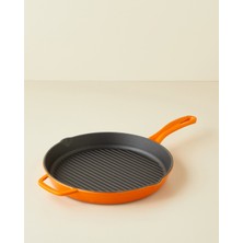 Hecha Demir Döküm Yuvarlak Grill Tava 28 cm Turuncu Degrade