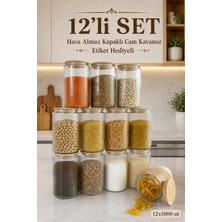 Naturelove 12 Li Ahşap Vakumlu Kapaklı 1000 ml Erzak Saklama Kavanozu