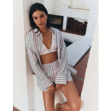 Marks & Spencer Poplin Çizgili Pijama Üstü