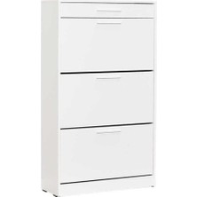 Adore Mobilya Flat Duo 3 Katlı Çekmeceli Ayakkabılık - Diamond Beyaz 75X128X29 cm