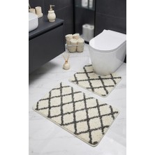 Eurobano Royal Iskandinav 2'li Lateks Kaymaz Taban Oyuklu Banyo Paspası Seti 80X50 cm Makinede Yıkanabilir