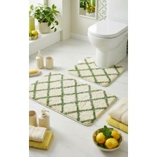 Eurobano Royal Iskandinav 2'li Lateks Kaymaz Taban Oyuklu Banyo Paspası Seti 80X50 cm Makinede Yıkanabilir