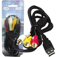 kzy mobilyal Magicvoice MV-6596 Siyah 1.2 Metre USB - 3 RCA AV Görüntü ve Ses Dönüştürücü Kablo