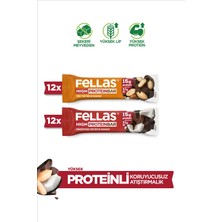 Fellas Yüksek Protein Bar (45 g) Süper İkili Kutu - 24 Adet (Yer Fıstıklı x 12 + Hindistan Cevizli x 12)