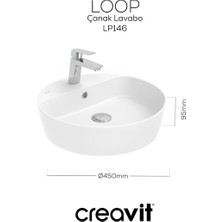 Creavit Loop Oval Beyaz Delikli Lavabo 45 Cm LP146