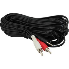 Elektromer Powermaster PM-1841 Siyah 2 Rca Erkek + 3.5 Mm Stereo Erkek Gold Uç 10 Metre Ses Kablosu