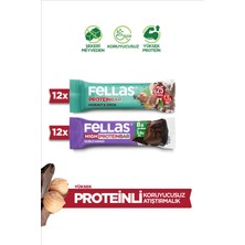 Fellas Protein Bar (32 g) Süper İkili Kutu - 24 Adet (Duble Kakaolu x 12 + Fındıklı ve Kakaolu x 12)