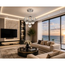 Gusto Lighting Stella 4 Top Krom LED Sarkıt Avize,3 Renk Yanabilen Modern Avize,salon LED Avize