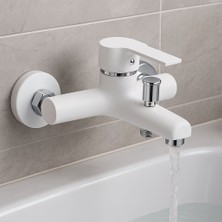 Viosa Beyaz Delta Lüx Banyo Duş Bataryası 5 Yıl Garantili Musluk