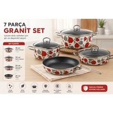 Net Çelik 7 Parça Granit Tencere Seti (Desenli)
