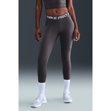 Nike Pro 365 Dri Fit Training Legging Tight Fit Thunder Grey White Kadın File Panelli Spor Tayt Füme