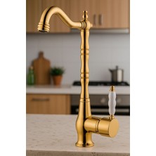 Viosa Ruby Gold Series Rustik Eskitme Antik Model Mutfak Eviye Bataryası Musluk 5 Yıl Garantili