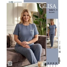 Glisa Işılay Desenli Pamuklu Büyük Beden Kadın Pijama Takımı