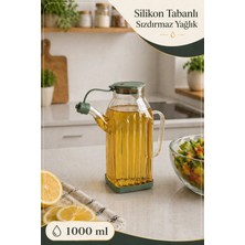 Naturelove Sızdırmaz Borosilikat Cam Yağdanlık - Renkli Silikon Tabanlı Damlatmaz Yağlık Sosluk Sirkelik 1000ML