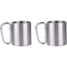 2 li Karamina 180 ml. Çift Kat Çelik Kamp Bardağı Fincanı cin230