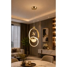 Gusto Lighting Luna Modern LED Sarkıt Avize Gold, 3 Renk Yanabilen Modern Avize,salon LED Avize