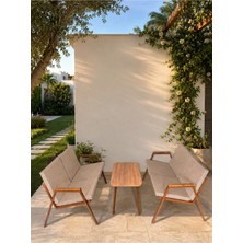 Dekoroom's Viento 2-2 Bahçe Balkon Mobilyası,sehpalı,kahve Iskelet Kumaş Rengi 03 Cappuccino