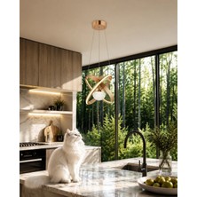 Gusto Lighting Nova Tek Top Gold LED Sarkıt Avize,3 Renk Yanabilen Modern Avize,salon LED Avize