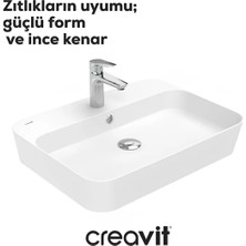 Creavit Loop Dikdörtgen Beyaz Delikli Lavabo 60 Cm LP061