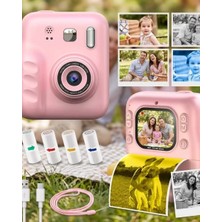 Nevamel® Çocuk Dijital Fotoğraf Makinesi Anında Baskı ve Hd Video Kayıt Özellikli 5 Kalem ve 4 Rulo Kağıt Hediye