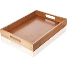 Naturelove Bambu Lüx Dikdörtgen 37X27CM Büyük Tepsi Çay Kahve Servisleri Için Ideal