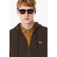 Lacoste Men's Classic Fit Full Zip Hoodie Sweatshirt Erkek Ayarlanabilir Kapüşonlu Organik Pamuk Sweatshirt Kahverengi