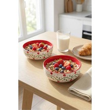 Evanilife Rose Vine Modeli El Yapımı Orta Boy Seramik Salata Kasesi - Diyet Bowl