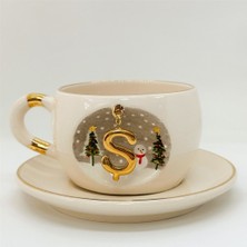 BSK Ceramics Handmade Kış Harfli Porselen Çay Fincanı Ş Harfi
