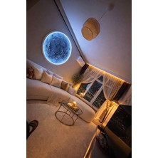 Woodnity El Yapımı Ay Tablo - 40 cm LED Aydınlatmalı Rgb Bluetooth Telefon Kontrollü Dekoratif Ahşap Tablo