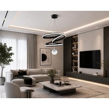 Gusto Lighting Valeria Modern Siyah LED Sarkıt Avize,3 Renk Yanabilen Modern Avize,salon LED Avize