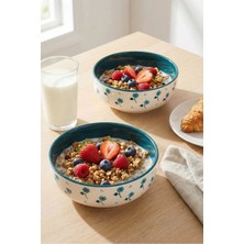 Evanilife Bahar Rüyası Modeli El Yapımı Orta Boy Seramik Salata Kasesi - Diyet Bowl