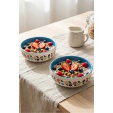 Evanilife Bahar Çelengi Modeli El Yapımı Orta Boy Seramik Salata Kasesi - Diyet Bowl