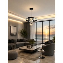 Gusto Lighting Elizan Tekli Siyah LED Sarkıt Avize,3 Renk Yanabilen Modern Avize,salon LED Avize