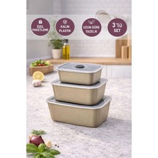 Selka Home 3'lü Vakum Kapaklı Saklama Kabı