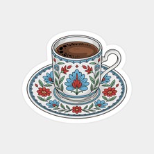 Çiçekli Türk Kahvesi Sticker