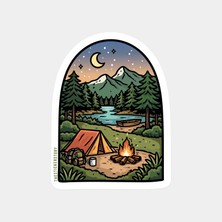 Kamp Ateşi ve Çadır Kampı Sticker