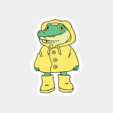 Yağmurluk Giyen Timsah Sticker