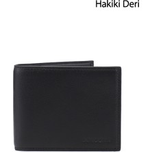 Gönderi(r) Erkek Siyah  Hakiki Deri Yatay Cüzdan