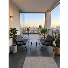 Dekoroom's Viento 2-2 Bahçe Balkon Mobilyası,sehpalı,siyah Iskelet Kumaş Rengi 01 Antrasit