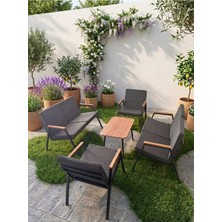 Dekoroom's Viento 2-2-1-1 Bahçe Balkon Mobilyası,sehpalı,siyah Iskelet,kumaş Rengi 01 Antrasit