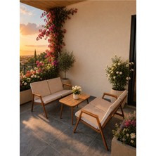 Dekoroom's Viento 2-2 Bahçe Balkon Mobilyası,sehpalı,kahve Iskelet Kumaş Rengi 03 Cappuccino