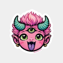 Üç Gözlü Sevimli Canavar Sticker