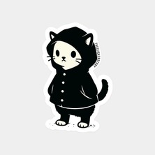 Yağmurluklu Kedi Sticker