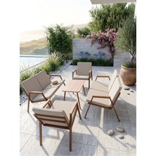 Dekoroom's Viento 2-2-1-1 Bahçe Balkon Mobilyası,sehpalı,kahve Iskelet Kumaş Rengi 03 Cappuccino
