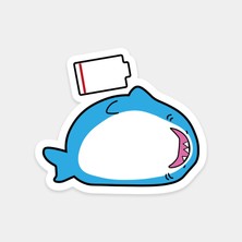 Pili Bitmiş Mavi Balina Sticker